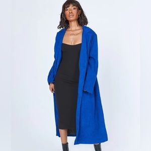Leala Blue Suede Long Coat